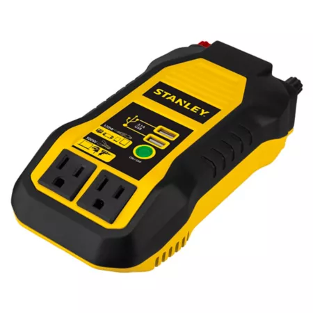 Stanley 500W Digital Display AC Power Inverter with USB 12V DC Outlet Battery Terminal Clamps Power Inverters