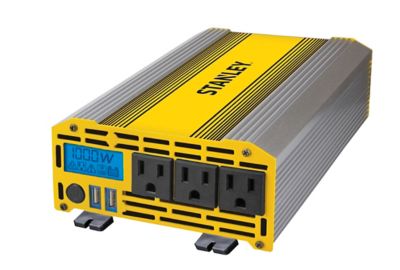 Stanley 1,000W Digital Display AC Power Inverter with USB Port, 12VDC Plug, Battery Clamps