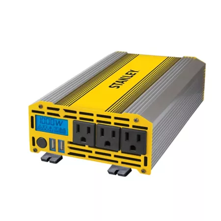 Stanley 1000W Digital Display AC Power Inverter with USB Port 12V DC Outlet Battery Clamps Power Inverters