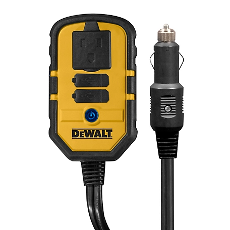 DeWALT 140W Power Inverter with USB with Dual USB Ports, 120V Outlet