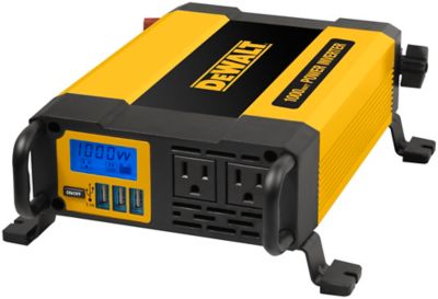 DeWALT 1,000W Power Inverter with USB and Digital Display, 12VDC Connector, Battery Clamps