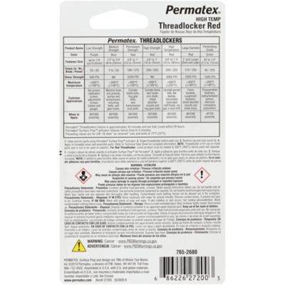 Image showing  10 mL High Temperature Thread Lock, Red, For Bolts and Press Fits that Measure 3/8 - 1-1/2 in.