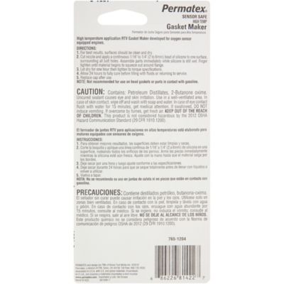 Image showing  3 oz. High-Temp RTV Silicone, -65 to 650 Deg. F (-54 to 343 Deg. C) Intermittent Temperature Range