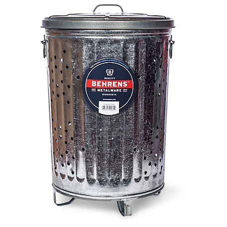 Behrens 20 gal. Galvanized Steel Outdoor Refuse/Compost Can with Lid