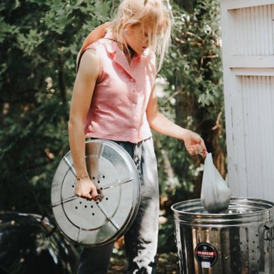 Image showing  20 gal. Galvanized Steel Outdoor Refuse/Compost Can with Lid