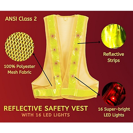 MAXSA Innovations Unisex Reflective Safety Vest with 16 LED Lights