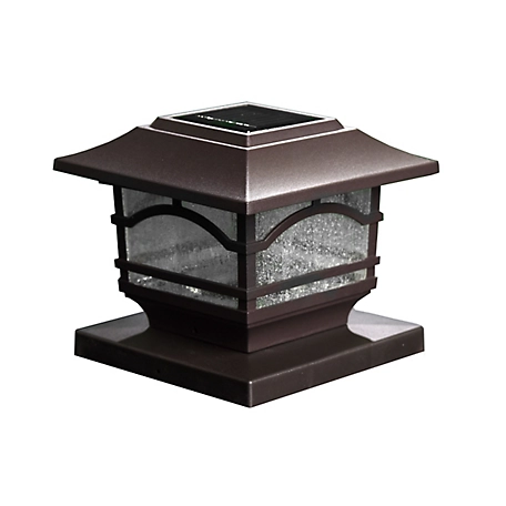 MAXSA Innovations Solar-Powered Mission Style Post Top and Deck Lights, Metal and Glass, Bronze, 2-Pack
