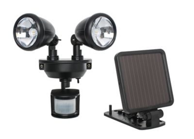 MAXSA Innovations Solar-Powered Motion-Activated Dual Head Spotlight, Black
