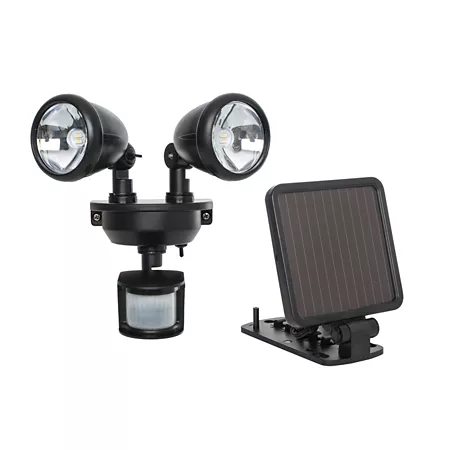 MAXSA Innovations Motion Activated Solar Powered Dual Head Flood Light Black Security Lights