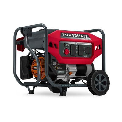 Powermate 3,600-Watt Gasoline Powered PM4500 Portable Generator with Co-Sense, 50-State, 8 in. Never-Flat Wheels