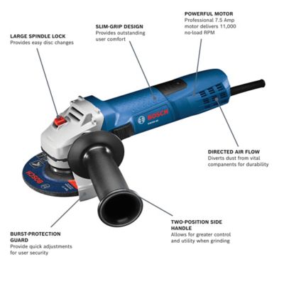 Image showing  4-1/2 in. Diameter 7.5A Angle Grinder with Lock-On Slide Switch