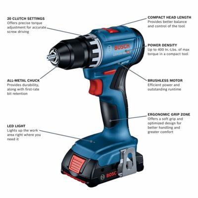 Image showing  Cordless 18V Compact Drill/Impact Driver Combo Tool Kit, Two 2.0 Ah SlimPack Batteries, 2 pc.
