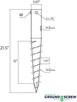 Image showing  Model 3 Pole Anchor Ground Screw, Over 21 in. L, 2-1/2 in. ID