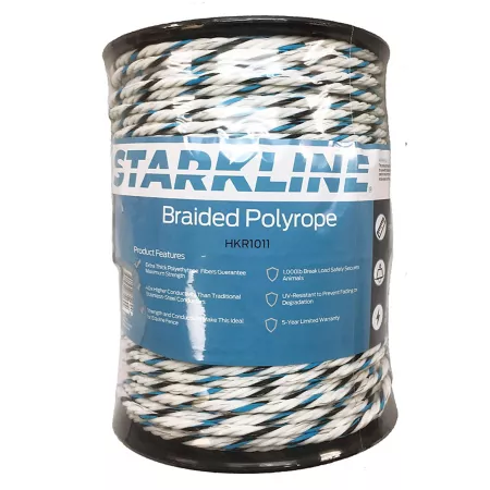 Starkline 656 ft x 1 000 lb Braided PE Electric Fence Polyrope 1/4 in Width Electric Netting