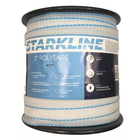 Starkline 490 ft x 1000 lb 2 in Wide Polytape Electric Fence in White Electric Netting