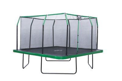 Upper Bounce Square Trampoline Set with Premium Top-Ring Enclosure and Safety Pad, 12 ft., Black/Green