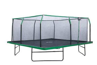 Upper Bounce Square Trampoline Set with Premium Top-Ring Enclosure and Safety Pad, 16 ft., Black/Green