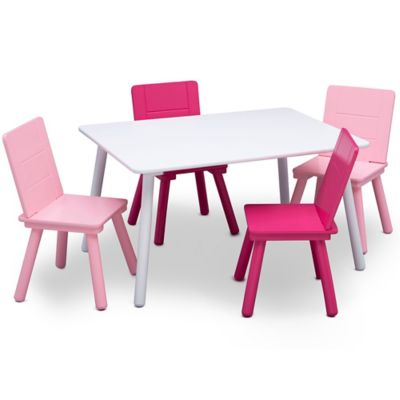Delta Kids' Table and Chair Set, White/Pink