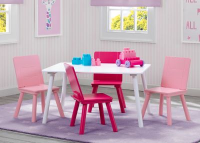 Image showing  Kids' Table and Chair Set, White/Pink