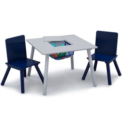 Delta Table and Chair Set with Storage, Gray/Blue