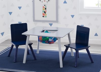 Image showing  Table and Chair Set with Storage, Gray/Blue