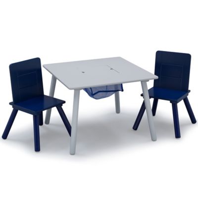 Image showing  Table and Chair Set with Storage, Gray/Blue