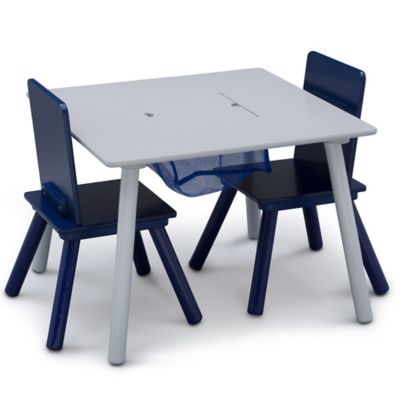 Image showing  Table and Chair Set with Storage, Gray/Blue