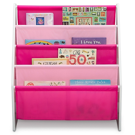 Delta 4-Tier Sling Book Rack, White-Pink