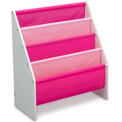 Image showing  4-Tier Sling Book Rack, White/Pink