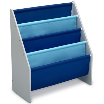 Image showing  4-Tier Sling Book Rack, Grey/Blue
