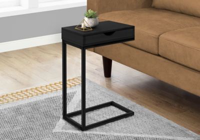 Image showing  Metal C-Shaped Modern Accent Table with Storage Drawer