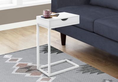 Image showing  Metal C-Shaped Modern Accent Table with Storage Drawer