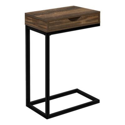 Monarch Specialties Metal C-Shaped Modern Accent Table with Storage Drawer