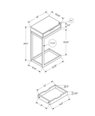 Image showing  Metal C-Shaped Modern Accent Table with Storage Drawer