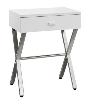 Monarch Specialties Accent Side Table with Storage Drawer and Metal Legs