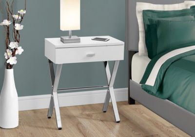 Image showing  Metal Leg Accent Side Table with Storage Drawer