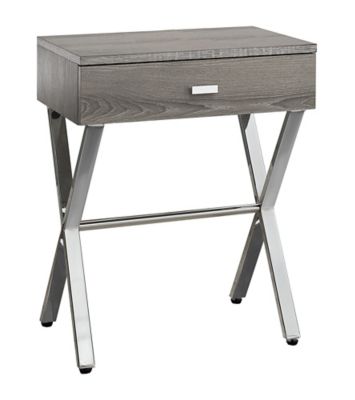 Monarch Specialties Accent Side Table with Storage Drawer and Metal Legs