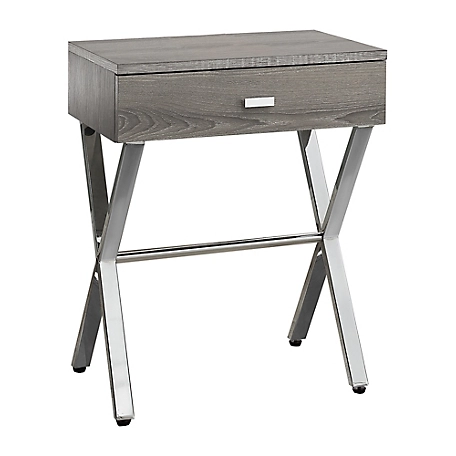 Monarch Specialties Accent Side Table with Storage Drawer and Metal Legs
