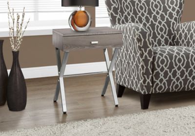 Image showing  Metal Leg Accent Side Table with Storage Drawer