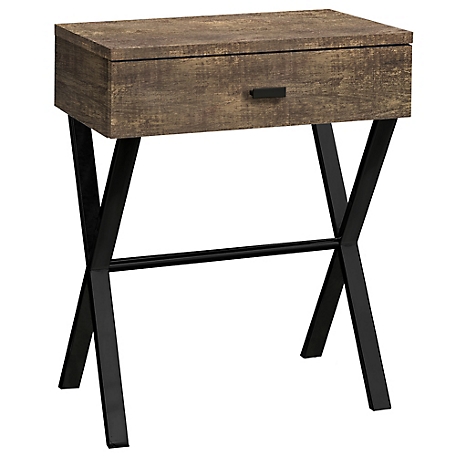 Monarch Specialties Accent Side Table with Storage Drawer and Metal Legs