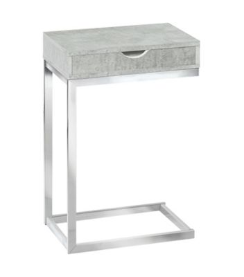 Image showing  C-Shaped Snack Table with Storage Drawer and Metal Base