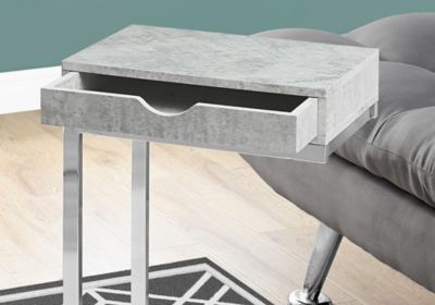 Image showing  C-Shaped Snack Table with Storage Drawer and Metal Base