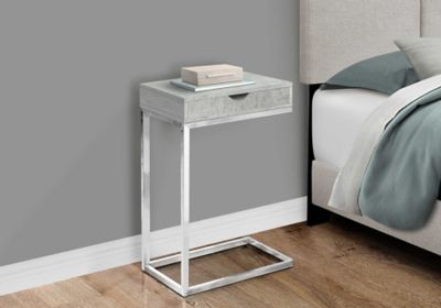 Image showing 5 th Monarch Specialties C-Shaped Snack Table with Storage Drawer and Metal Base