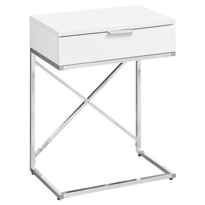 Monarch Specialties X-Base Accent Side Table with 1 Drawer