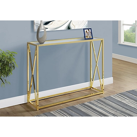Monarch Specialties Accent Table- Hall Console with Tempered Glass Top