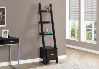 Image showing  3-Shelf Corner Etagere Bookcase with Storage Drawer