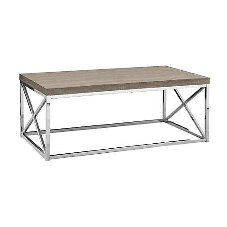 Monarch Specialties Coffee Table with Chrome Metal Base