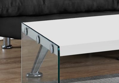 Image showing 2 th Monarch Specialties Rectangular Coffee Table with Tempered Glass Legs, 44 in.