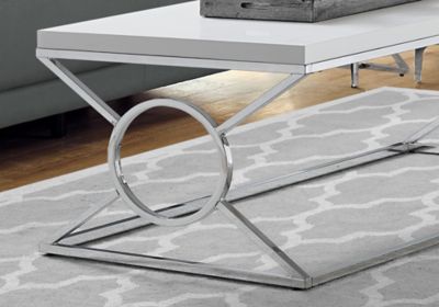 Image showing  Rectangular Coffee Table, 44 in., Chrome Base/White