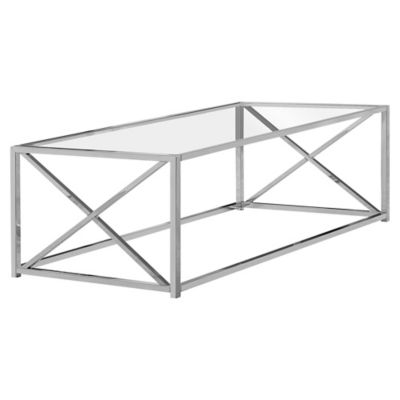 Monarch Specialties Rectangular Coffee Table with Tempered Glass Top